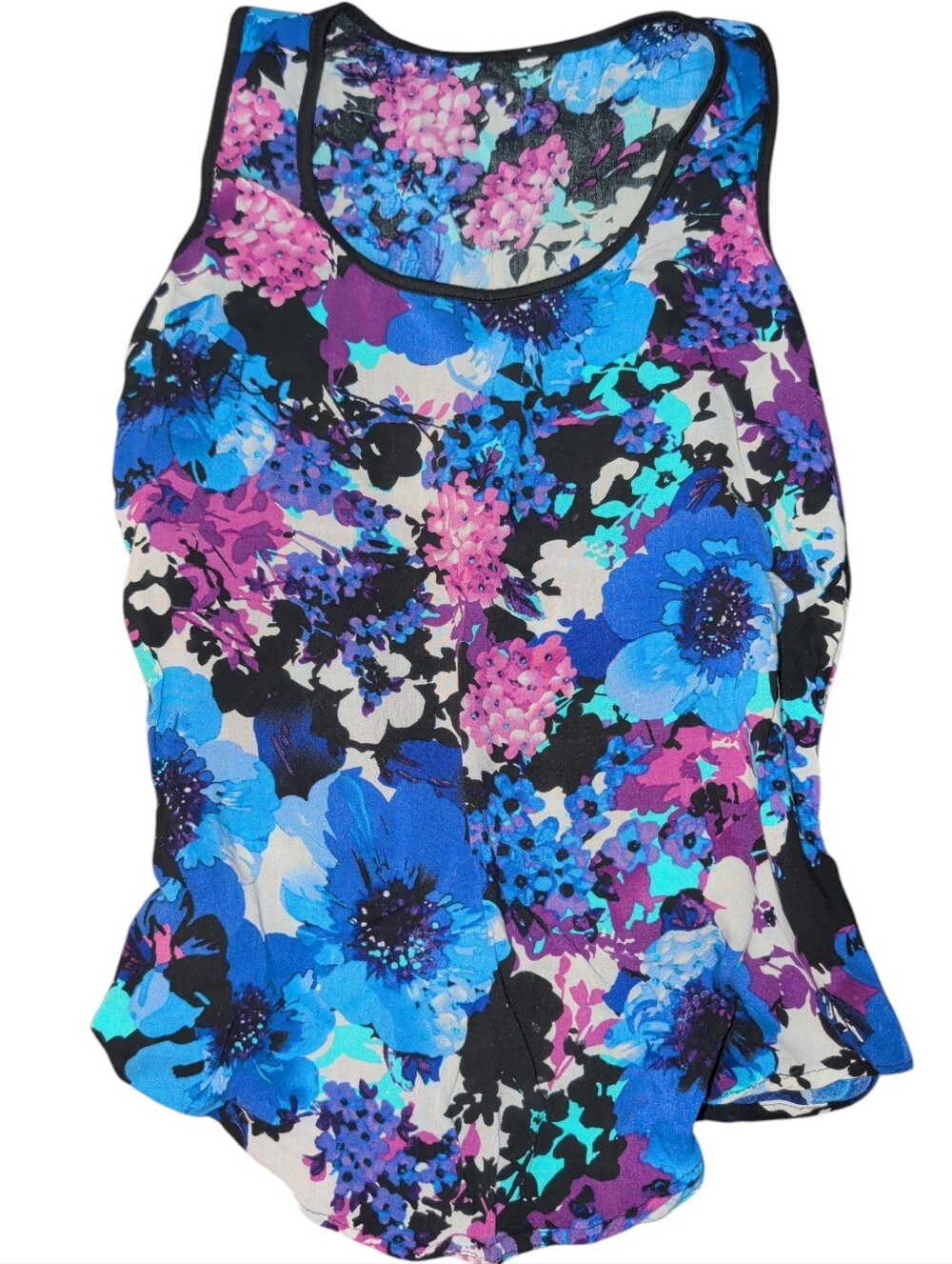 Floral Racerback Tank Top in Blue & Purple - Women